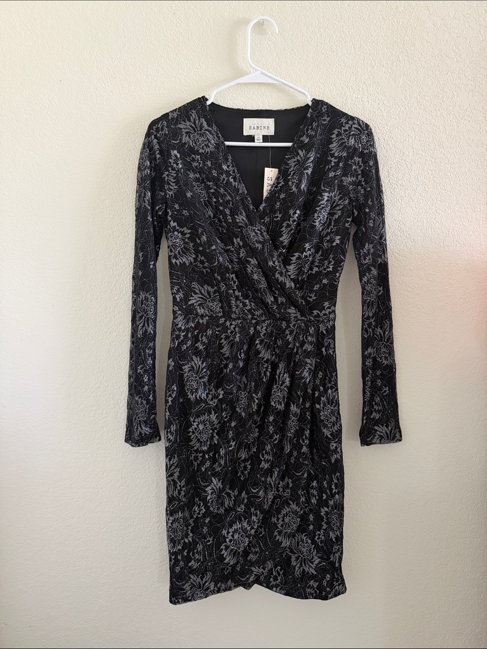 Black Floral Wrap-Style Dress